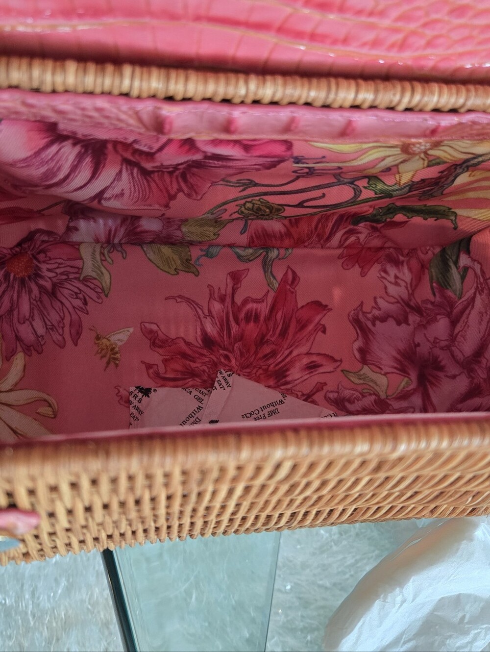 Brahmin Maisie Coral Snapdragon Hanalei Wicker Satchel NWT - Picture 8 of 12